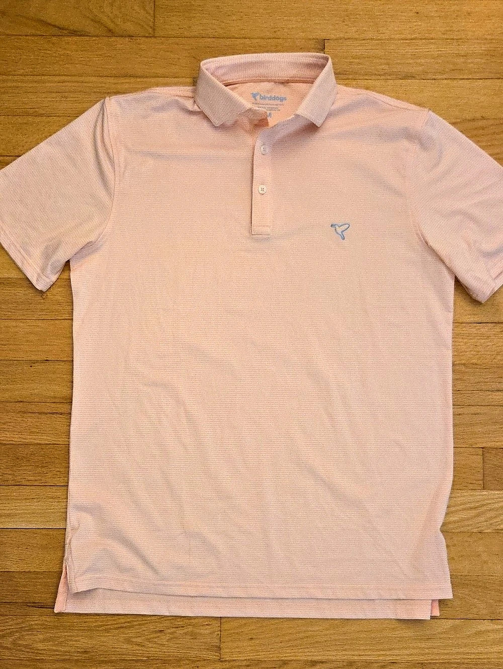 Birddogs Men's Performance Polo Shirt Pink Striped Short Sleeve Size M NWOT